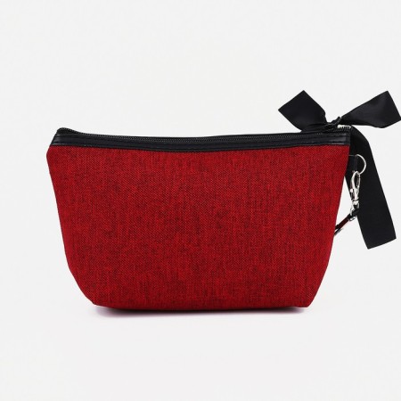 Cosmetic bag with a zipper, with a lining, burgundy color-1