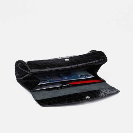 Women's wallet on the button, black color-2