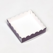 Box for cookies with PVC lid, lilac, 12 x 12 x 3 cm
