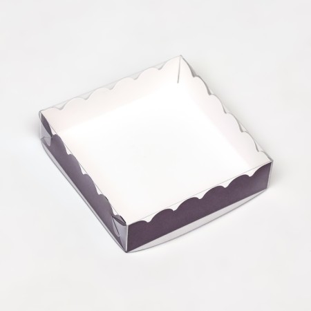 Box for cookies with PVC lid, lilac, 12 x 12 x 3 cm
