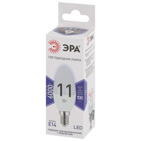 LED LED era Standard "candle", 11 W, E14, 880 lm, 6000K, glow cold white-1