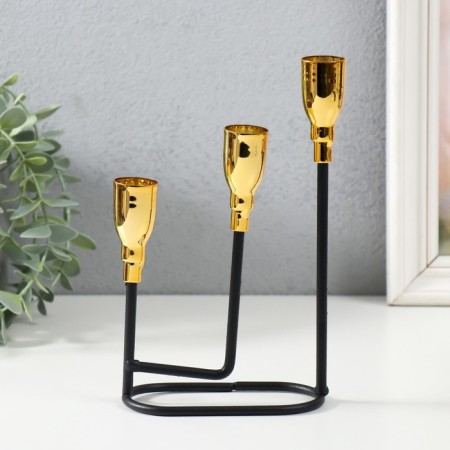 Summary Metal for 3 candles "Athena" black with gold 13x5.8x22.2 cm-1