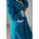 Women's bathrobe, size 44, white/turquoise, mahra