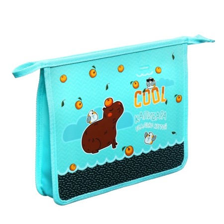 Folder for notebooks A5, 205 x 240 x 40 mm, lightning from above, plastic/textiles, Hatber "Really cool capibar"-1