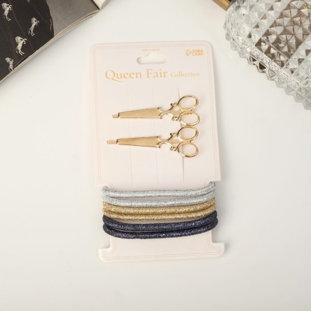 Hair set "Liora" (6 elastic bands, 2 invisibility 5 cm) scissors