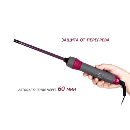 Pioneer HS-10125 curling iron, ceramics, d = 10 mm, up to 200 ° C, pink-gray-3