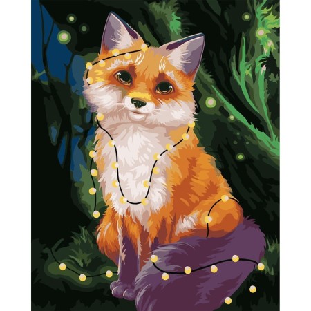 Picture on numbers on a canvas with a subframe "Fox in Girland", 40 x 50 cm-1