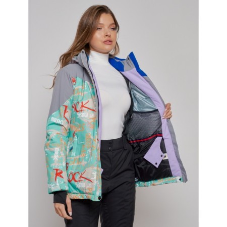 Ski jacket female winter, size 46, turquoise color-9