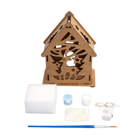 New Year! Decorating "Table lamp. Magic deer ", with a garland, painting-5