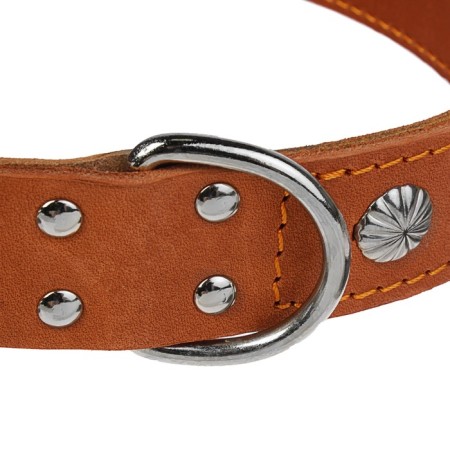 Double leather collar with decoration, ring in the middle, 55-64 x 3.5 cm, mix-2