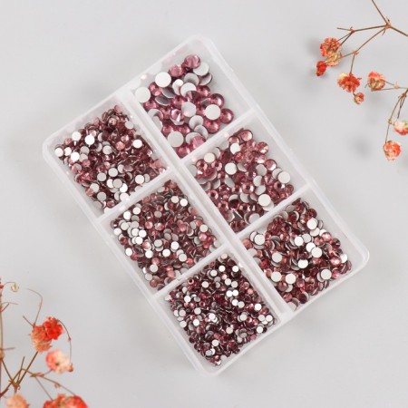 Decor for creativity Glass "Rhinestones. Dark pink" d = 2-4.8 mm nr 1188 pcs 6x8x1.5 cm