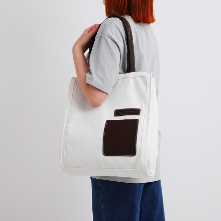 Шопер на молнии, цвет белый-5