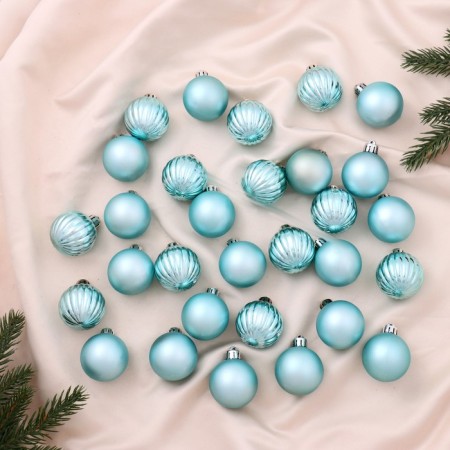 Set of balls plastic D-4 cm, 30 pcs "Nicole strips" green