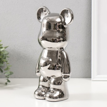 Piggy bank Ceramics "Bear" silver 11x13.5x28.5 cm-3