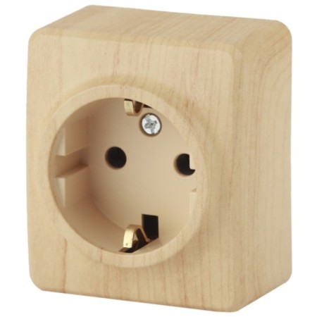 2p+E Schuko outlet with curtains, 16A-250V, IP20, OU, Era Expert, Pine