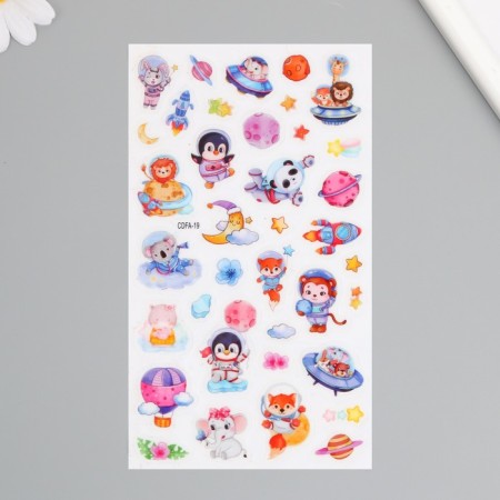 Plastic sticker "Cute animals" mix 10x21.5 cm-3