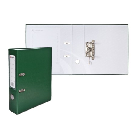 A4, 75 mm registrar, calligrata, PVC, embossing "Len", metal edging, pocket for a spine, collected, green, mix