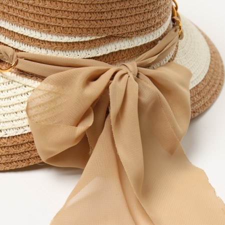 Women's hat Minaku, central nation. In brown/milk, river 58-3