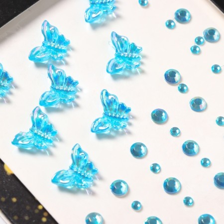 Stick plastic rhinestones "Flight of the butterfly" Blue 11x7.8 cm-2