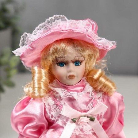Doll Collectible Ceramics "Baby Maya in a pink dress" 20 cm-4
