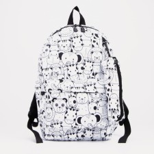 Youth backpack from lightning textiles, external pocket, penalty, white color