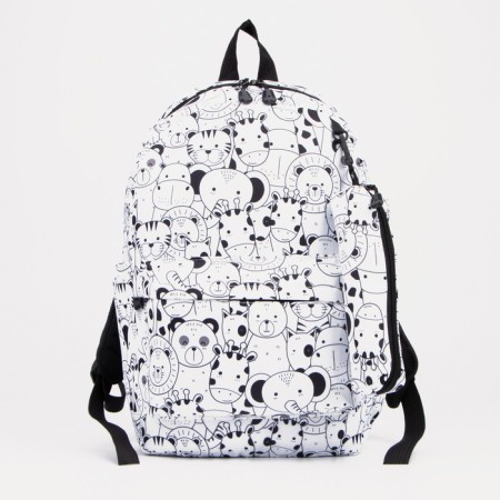 Youth backpack from lightning textiles, external pocket, penalty, white color