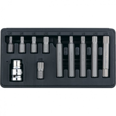 Set Stels 11312, Spline, CRV, hexagonal shank 10 mm, M5 - M12, 11 pcs.