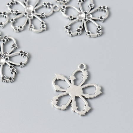 Decor for creativity Metal "Flower" silver 2.5x2.7 cm-1