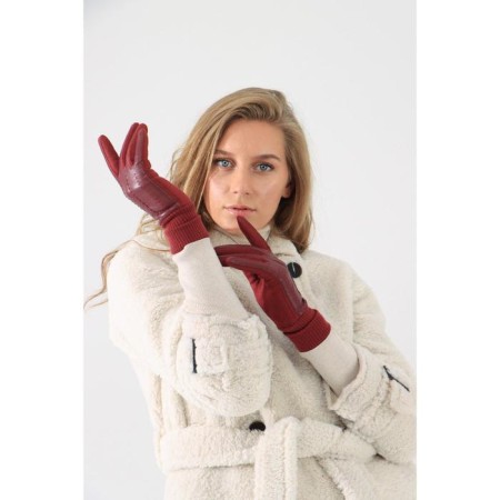 Gloves are female, dimensionless, without insulation, burgundy color-1