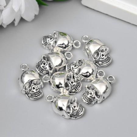 Decor metal for creativity "Skull" silver G324B971 2x1.1 cm-2