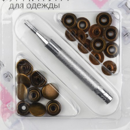 Installation buttons, omega (o-shaped), d = 13 mm, 6 pcs, with the installer, antique color-1