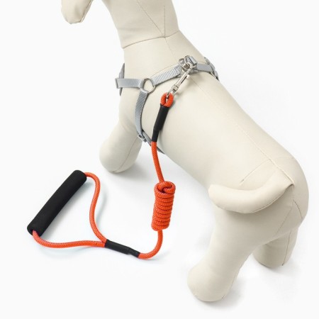 A set of ammunition with a soft breathing harness and a round leash 120 x 1 cm, red-2