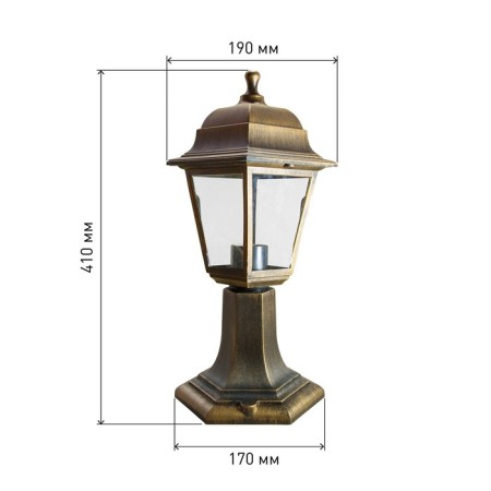 Lamp Garden Era E27, IP44, 60W, 190x170x410 mm, bronze-4