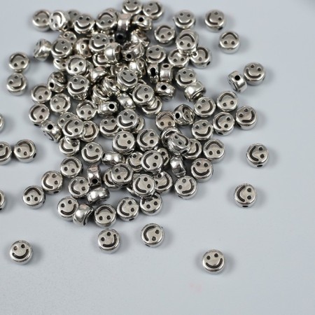 Beads for creativity plastic "Smiley. Flat" silver set 20 grams 0.7x0.4 cm