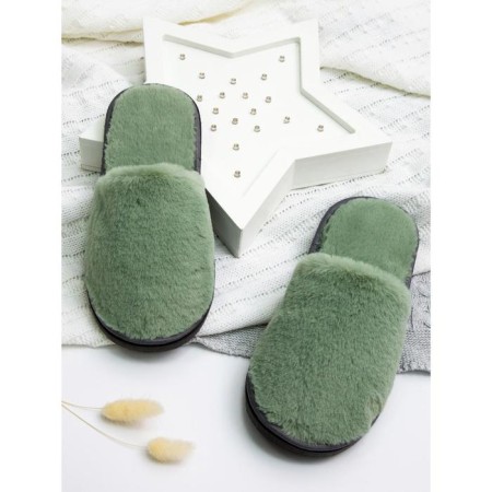 Slippers female closed nose, size 39-41, emerald color