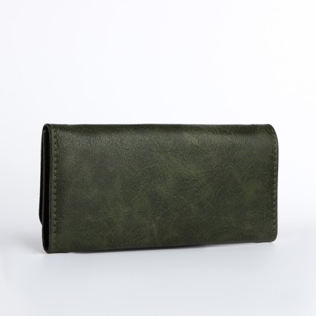 Women's wallet on the button, green color-1