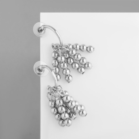 Earrings Metal "Brushes" with beads, silver color