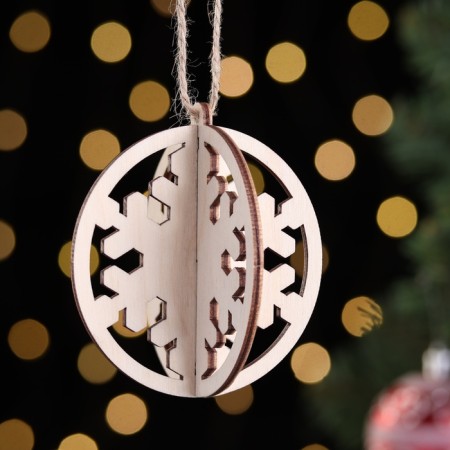 Wooden toy on the tree "Snowflake", ball, diameter 8 cm