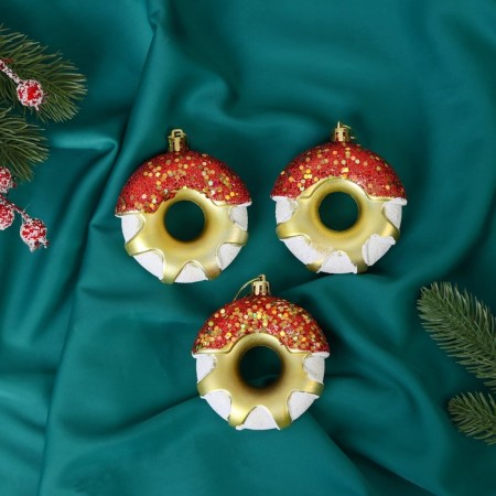 Jewelry decoration "Festive Donut" (set 3 pcs) 7x8 cm, mix