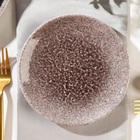 Porcelain plate flat Natur Sand, D = 16.5 cm, brown color