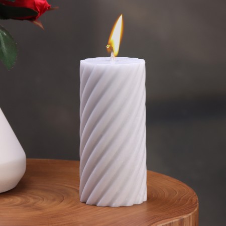 Candle-cylinder "Spiral", 5x10 cm, gray, 6 hours