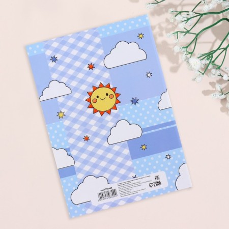 Birth certificate "Airy balls" embossing, blue background, a5-2