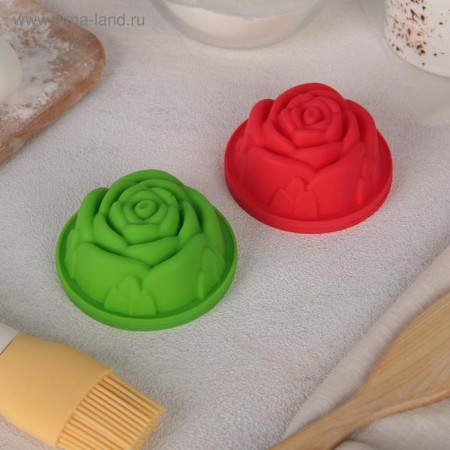 A set of baking forms “Rose”, silicone, 8 × 3.5 cm, 6 pcs, color mix-9