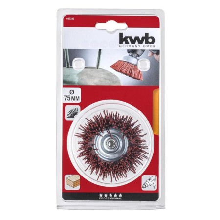 Cup brush for a drill kwb, d = 75 mm, shank d = 6 mm, hard, nylon with aluminum oxide-1