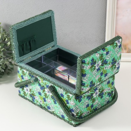 Casket for needlework "Field flowers on green" 19x26x14.5 cm-3