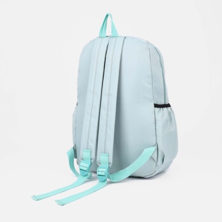 A backpack with a zipper, 3 outer pockets, green color-1