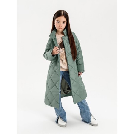 Пальто стёганое для девочек AmaroBaby TRENDY, рост 134-140 см, цвет фисташковый-9