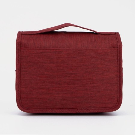 Velcro cosmetic bag, with hook, dark red color-1
