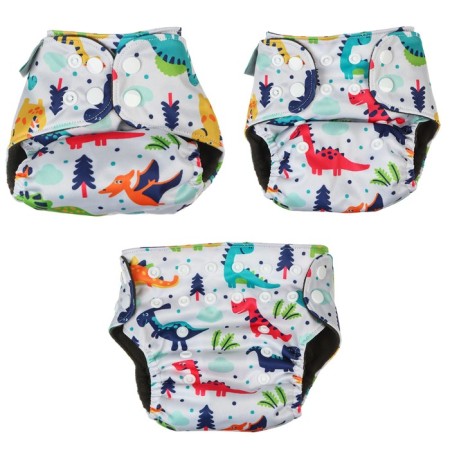 Panties-scammer, reusable, carbon-bamboo fabric, "dinosaurians", from 0-12 months.-5