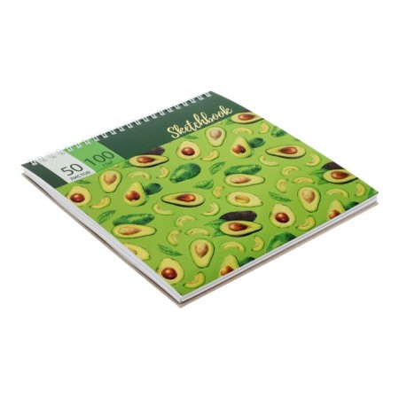 Calligrata sketchbook, 195 x 195 mm, 50 sheets, solid cover, avocado, metallized cardboard with a voluminous pattern, block 100 g/m2-1